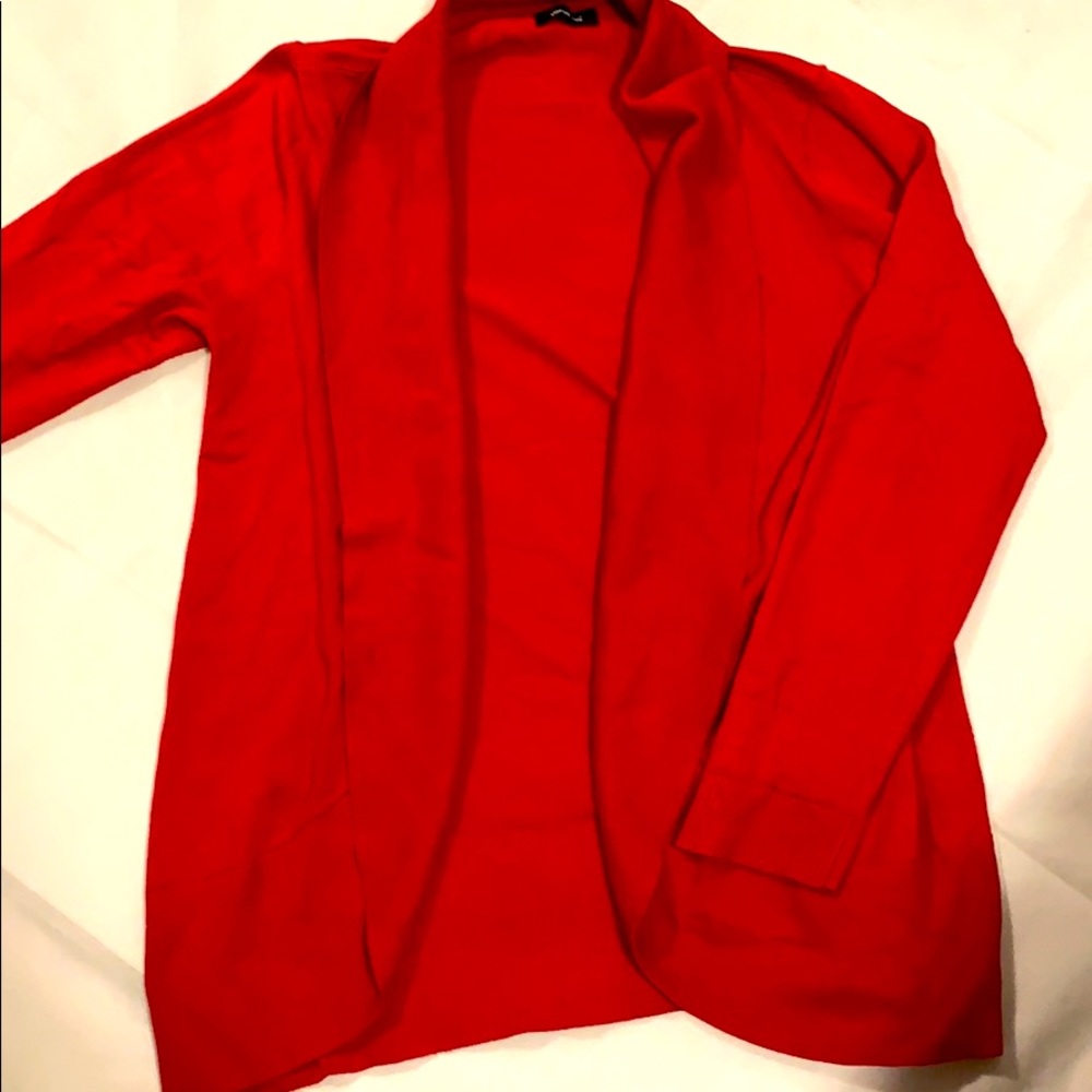 Red cardigan